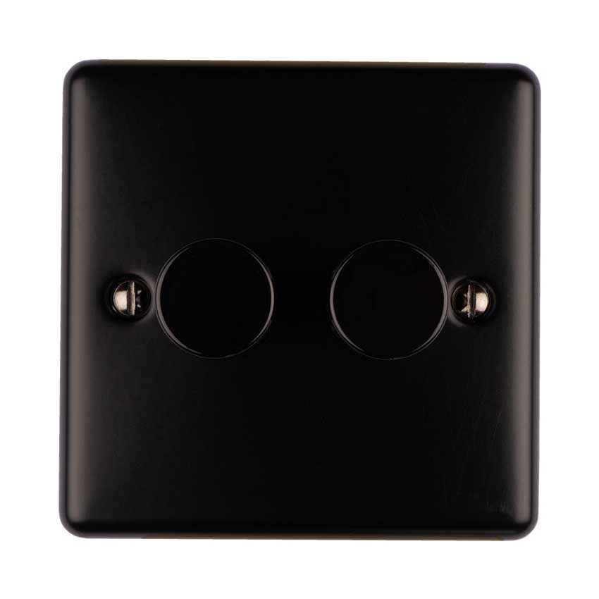 Picture of 2 Gang 400W/Led 2Way Dimmer Switch In Matt Black - EN2DLEDMBB