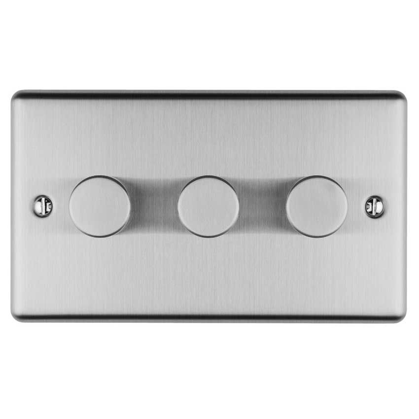 Picture of 3 Gang 400W/Led 2Way Dimmer Switch In Satin Stainless Steel  - EN3DLEDSS