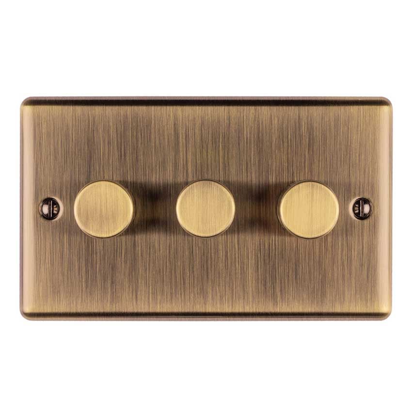 Picture of 3 Gang 400W/Led 2Way Dimmer Switch In Antique Brass - EN3DLEDABB