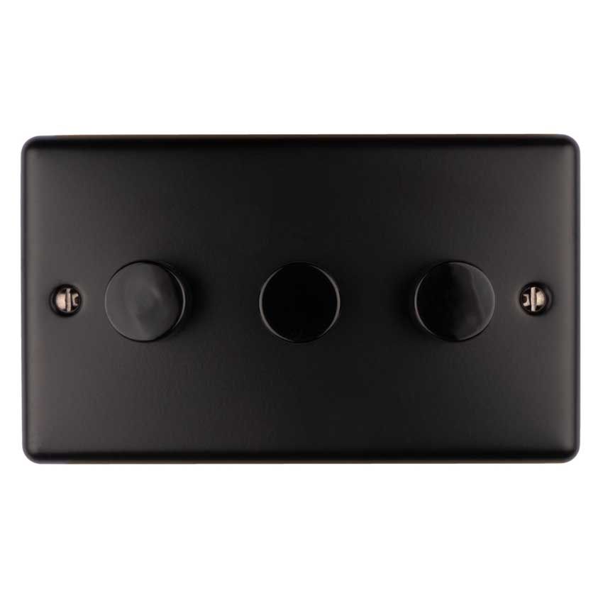 Picture of 3 Gang 400W/Led 2Way Dimmer Switch In Matt Black - EN3DLEDMBB