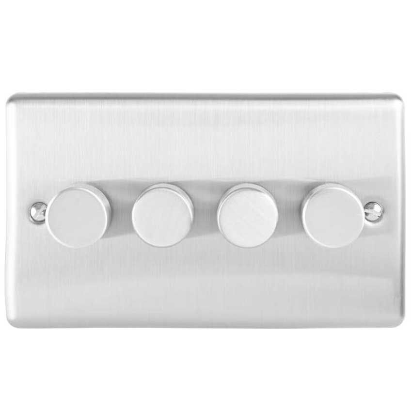 Picture of 4 Gang 400W/Led 2Way Dimmer Switch In Satin Stainless Steel - EN4DLEDSS