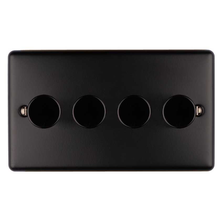 Picture of 4 Gang 400W/Led 2Way Dimmer Switch In Matt Black - EN4DLEDMBB