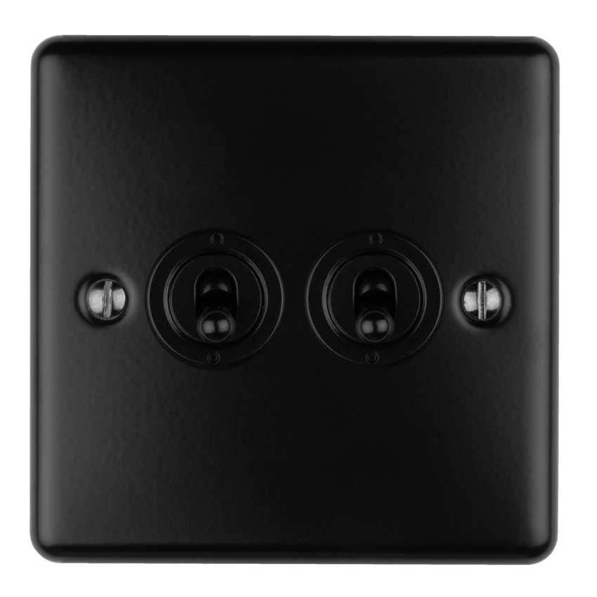 Picture of 2 Gang Toggle Switch In Matt Black - ENT2SWMBB
