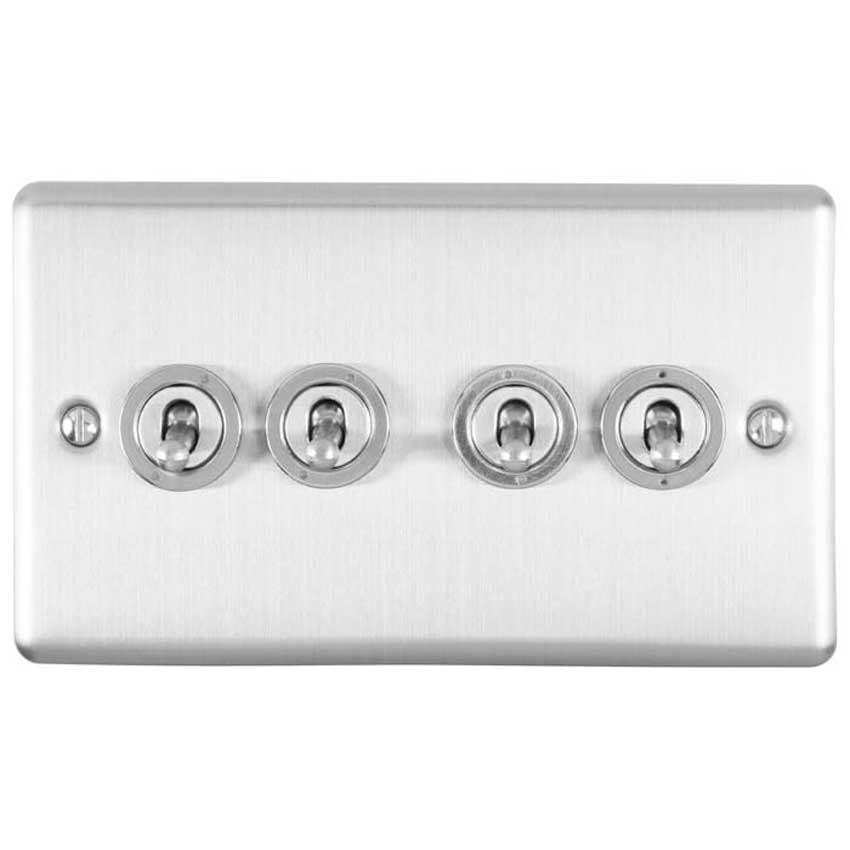 Picture of 4 Gang 10Amp 2Way Toggle Switch In Satin Stainless Steel - ENT4SWSS