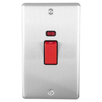 Picture of 45Amp Dp Cooker Switch With Neon (Vertical) in Satin Stainless Steel - EN45ASWNSSB