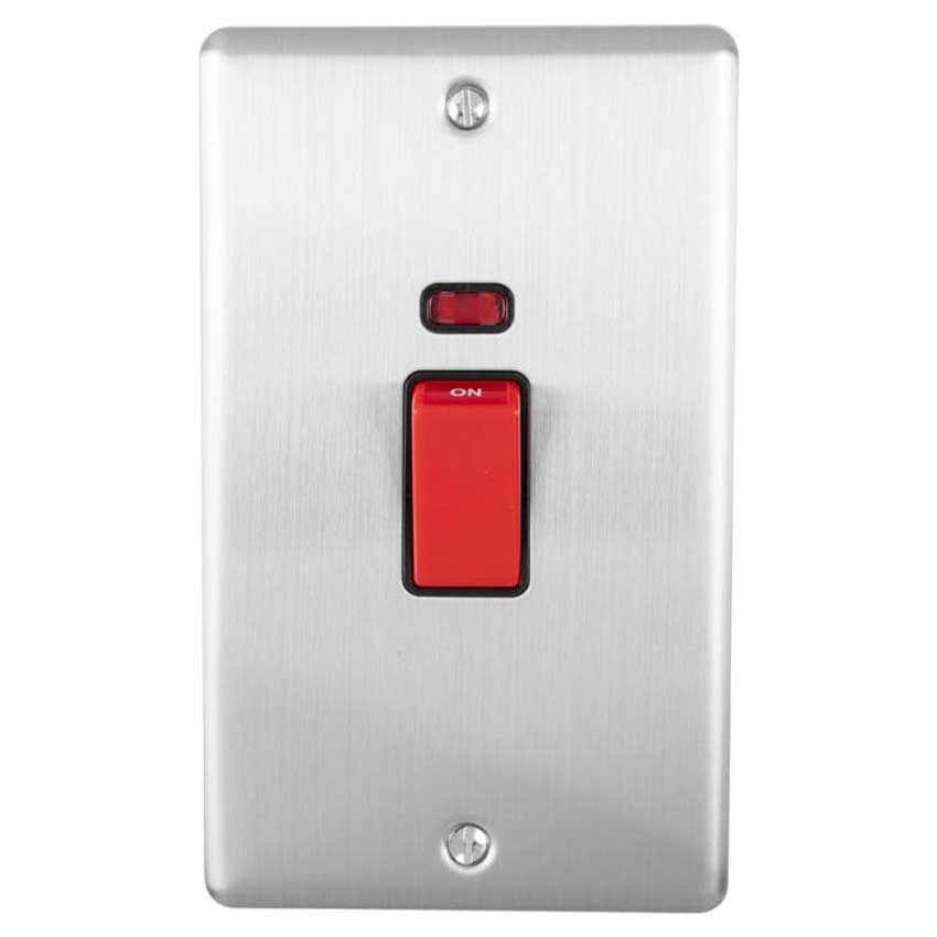 Picture of 45Amp Dp Cooker Switch With Neon (Vertical) in Satin Stainless Steel - EN45ASWNSSB