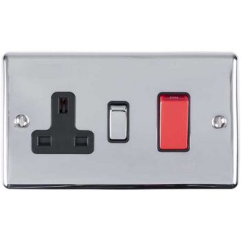 Picture of 45Amp Dp Cooker Switch With 13Amp Socket in Polished Chrome - EN45ASWASPCB