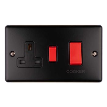45Amp Dp Cooker Switch With 13Amp Socket in Matt Black - EN45ASWASMBB Picture of 45Amp Dp Cooker Switch With 13Amp Socket in Matt Black - EN45ASWASMBB
