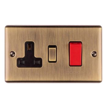 45Amp Dp Cooker Switch With 13Amp Socket in Antique Brass - EN45ASWASABB Picture of 45Amp Dp Cooker Switch With 13Amp Socket in Antique Brass - EN45ASWASABB