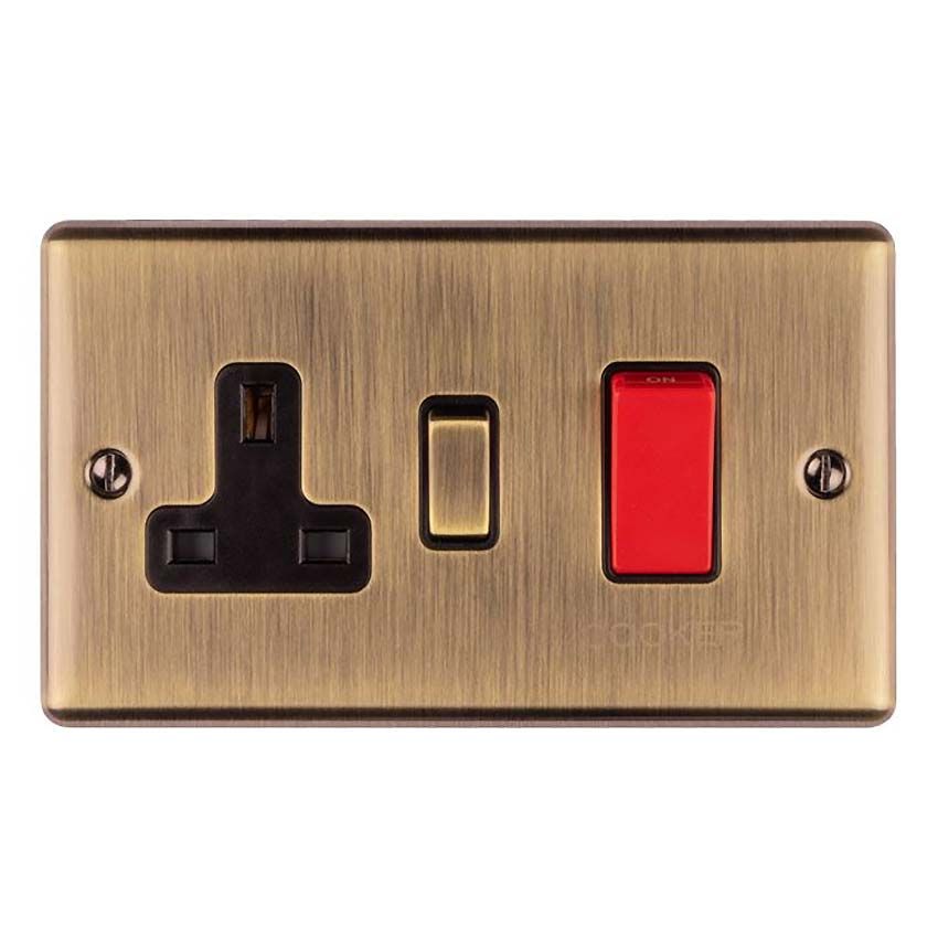Picture of 45Amp Dp Cooker Switch With 13Amp Socket in Antique Brass - EN45ASWASABB