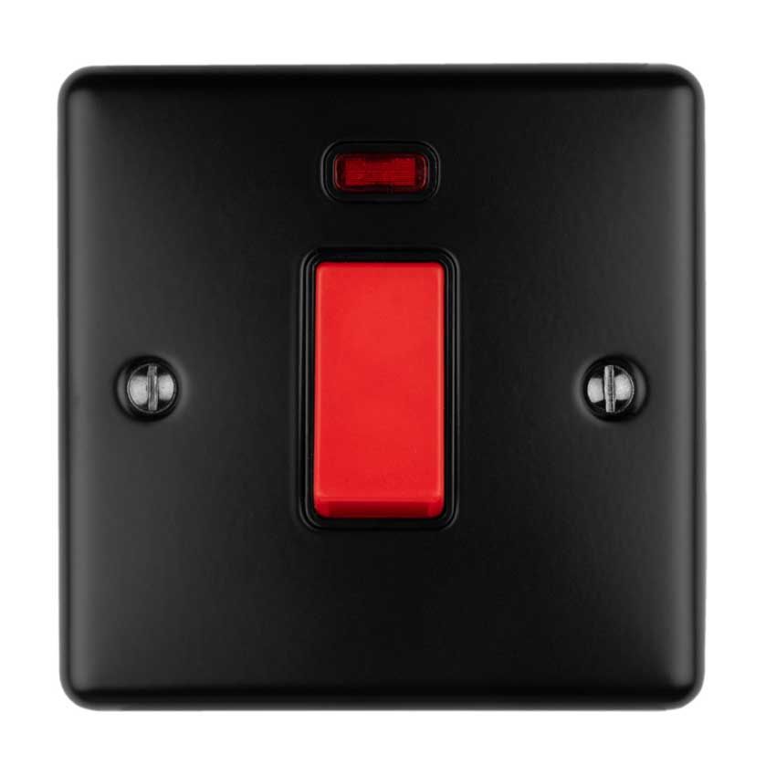 Picture of 1 Gang 45Amp Dp Cooker Switch With Neon in Matt Black - EN45ASWNSMBB