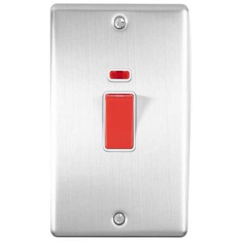 Picture of 45Amp Dp Cooker Switch With Neon (Vertical) in Satin Stainless Steel - EN45ASWNSSB