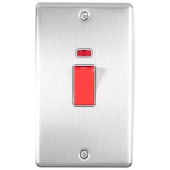 Picture of 45Amp Dp Cooker Switch With Neon (Vertical) in Satin Stainless Steel - EN45ASWNSSB