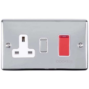 Picture of 45Amp Dp Cooker Switch With 13Amp Socket in Polished Chrome - EN45ASWASPCB