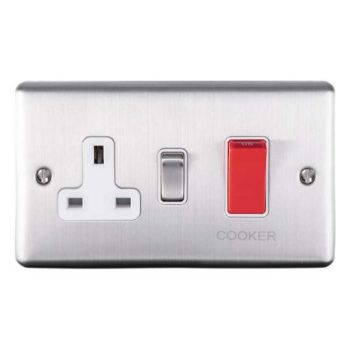 Picture of 45Amp Dp Cooker Switch With 13Amp Socket in Satin Stainless Steel - EN45ASWASSSB
