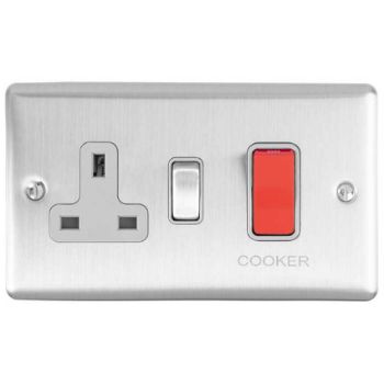 Picture of 45Amp Dp Cooker Switch With 13Amp Socket in Satin Stainless Steel - EN45ASWASSSB