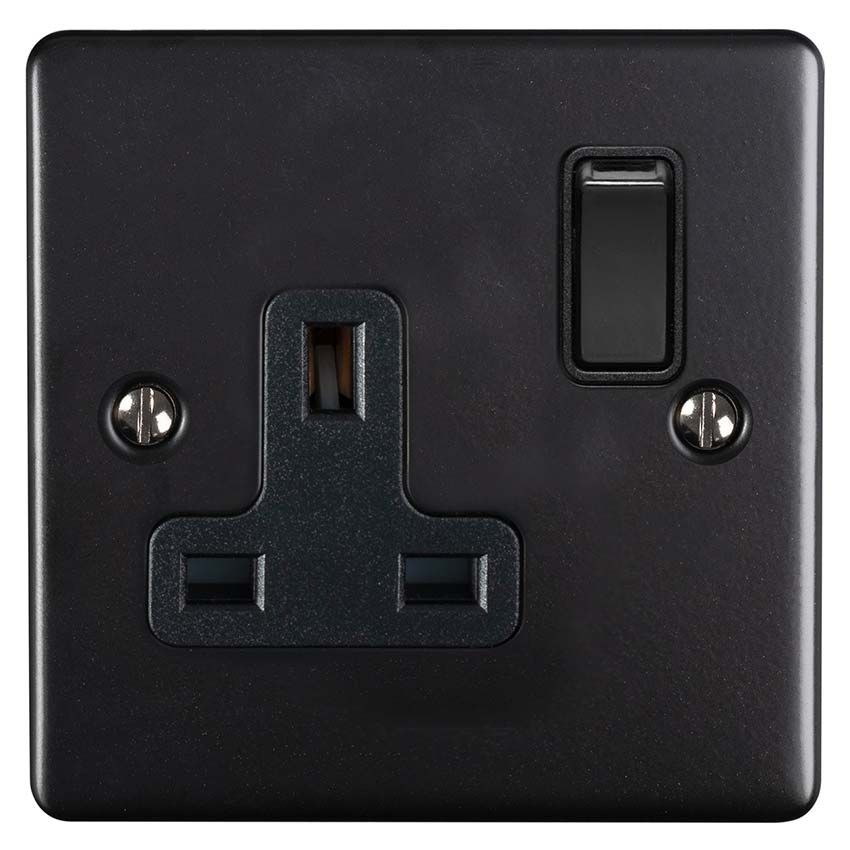 Picture of 1 Gang 13Amp Dp Switched Single Socket In Matt Black - EN1SOMBB