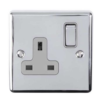 Picture of 1 Gang 13Amp Dp Switched Socket Polished Chrome Enhance Range Black Trim - EN1SOPCB