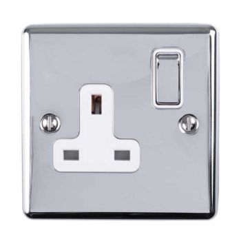 Picture of 1 Gang 13Amp Dp Switched Socket Polished Chrome Enhance Range Black Trim - EN1SOPCB