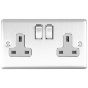 Picture of 2 Gang 13Amp Dp Switched Socket In Satin Stainless Steel - EN2SOSSB