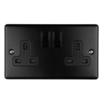 2 Gang 13Amp Dp Switched Socket In Matt Black - EN2SOMBB Picture of 2 Gang 13Amp Dp Switched Socket In Matt Black - EN2SOMBB