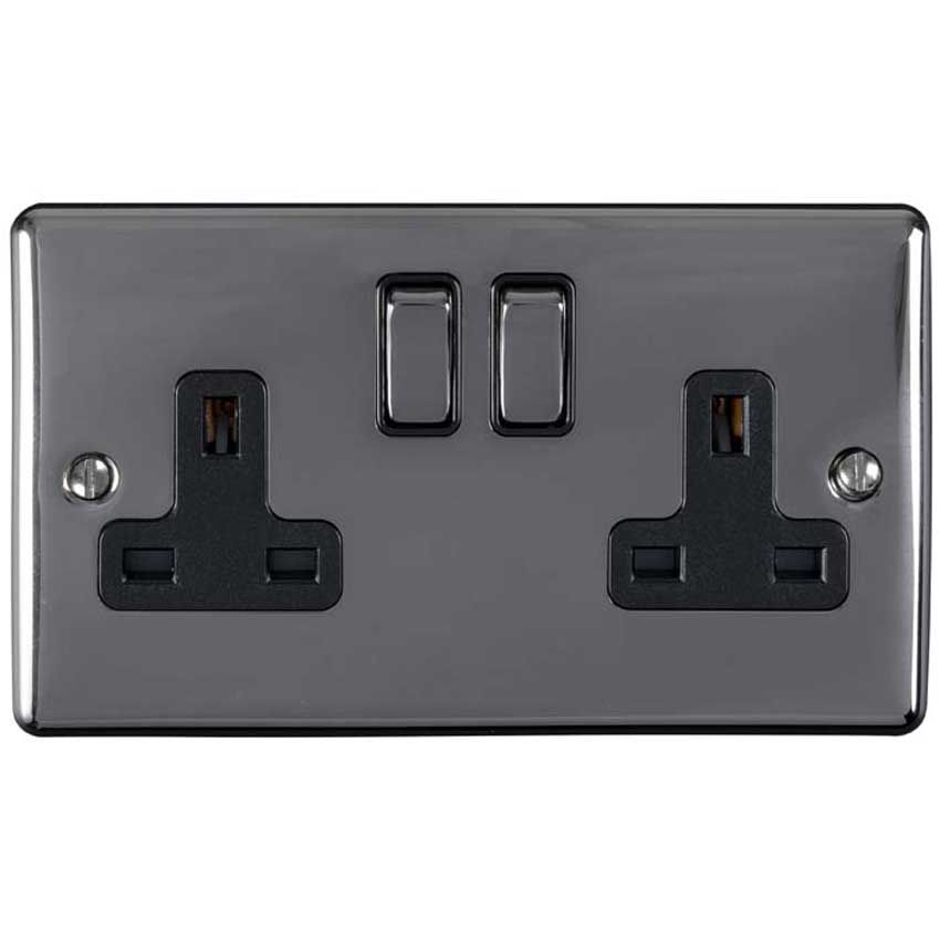 Picture of 2 Gang 13Amp Dp Double Switched Socket In Black Nickel - EN2SOBNB