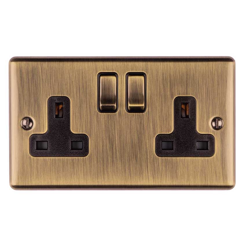 Picture of 2 Gang 13Amp Dp Switched Socket In Antique Brass - EN2SOABB