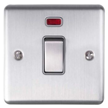 Picture of 1 Gang 20Amp Dp Single Switch With Neon In Satin Stainless Steel - EN20ASWNSSB