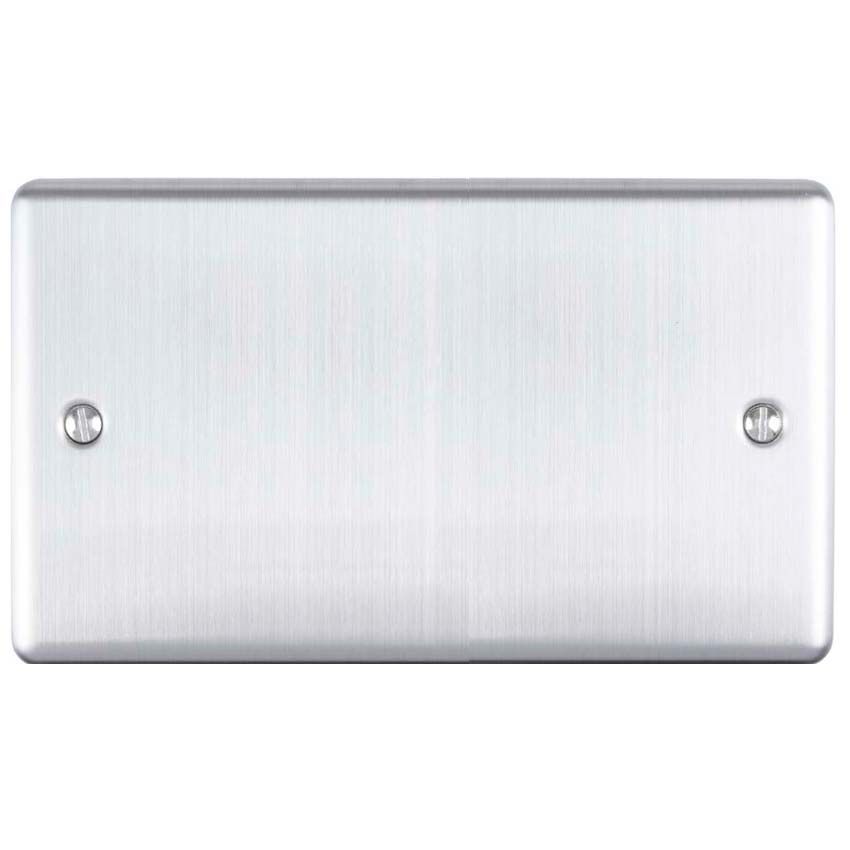 Picture of Double Blank Plate In Satin Stainless Steel - EN2BSS