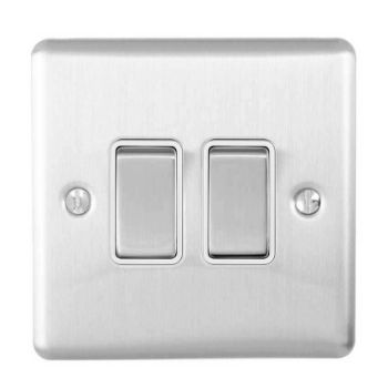 Picture of 2 Gang 10Amp 2Way Switch In Satin Stainless Steel - EN2SWSSB