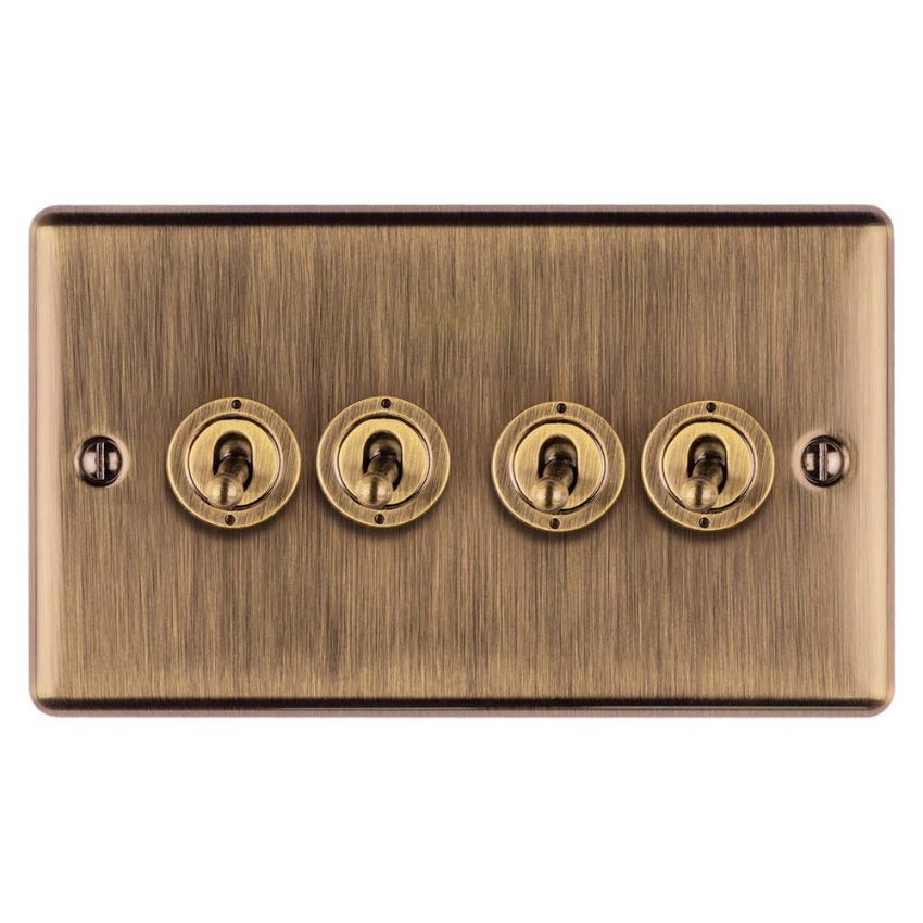 Picture of 4 Gang Toggle Switch In Antique Brass - ENT4SWABB