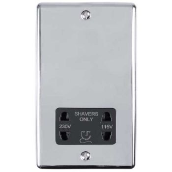 Picture of 2 Gang Shaver Socket 230/115V In Polished Chrome - ENSHSPCB