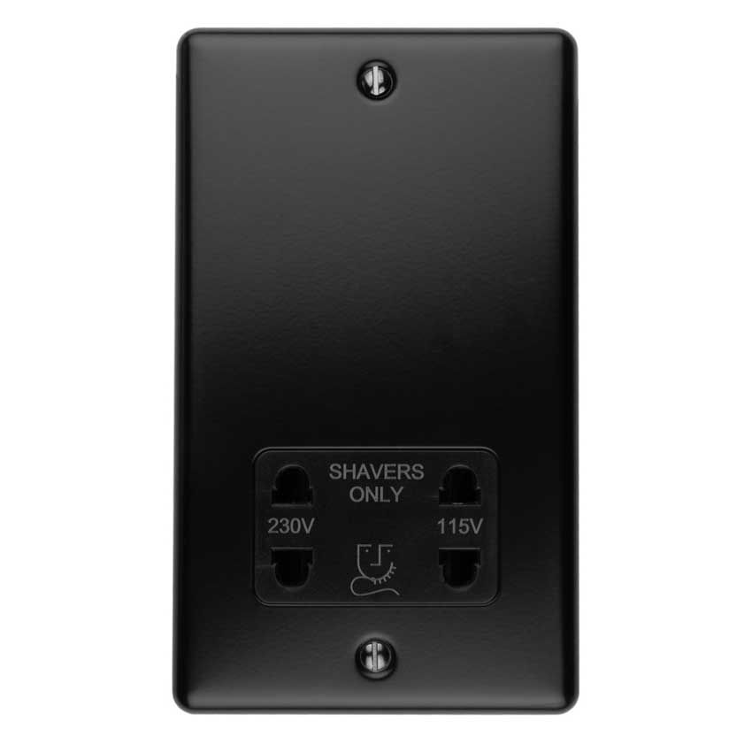 Picture of 2 Gang Shaver Socket 230/115V In Matt Black - ENSHSMBB