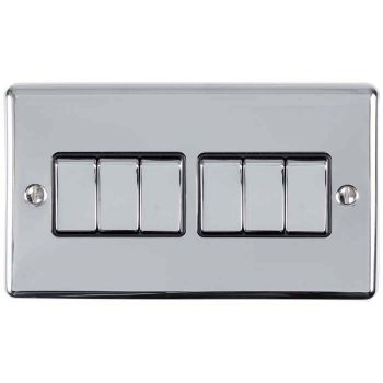 Picture of 6 Gang 10Amp 2Way Switch In Polished Chrome - EN6SWPCB