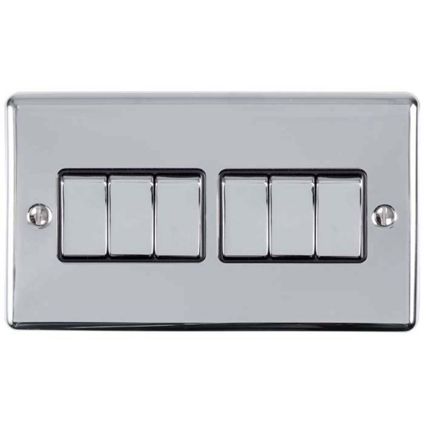 Picture of 6 Gang 10Amp 2Way Switch In Polished Chrome - EN6SWPCB