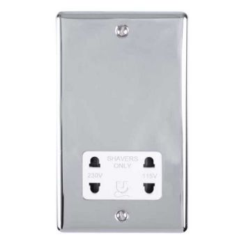 Picture of 2 Gang Shaver Socket 230/115V In Polished Chrome - ENSHSPCB