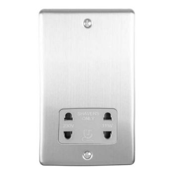 Picture of 2 Gang Shaver Socket 230/115V In Satin Stainless Steel - ENSHSSSB