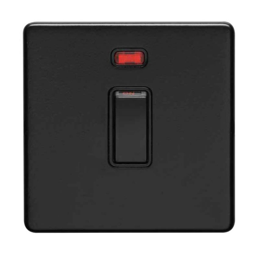 Picture of 1 Gang 20Amp Dp Switch & Neon, Flat Concealed Fixing In Matt Black - ECMB20ADPSWNB