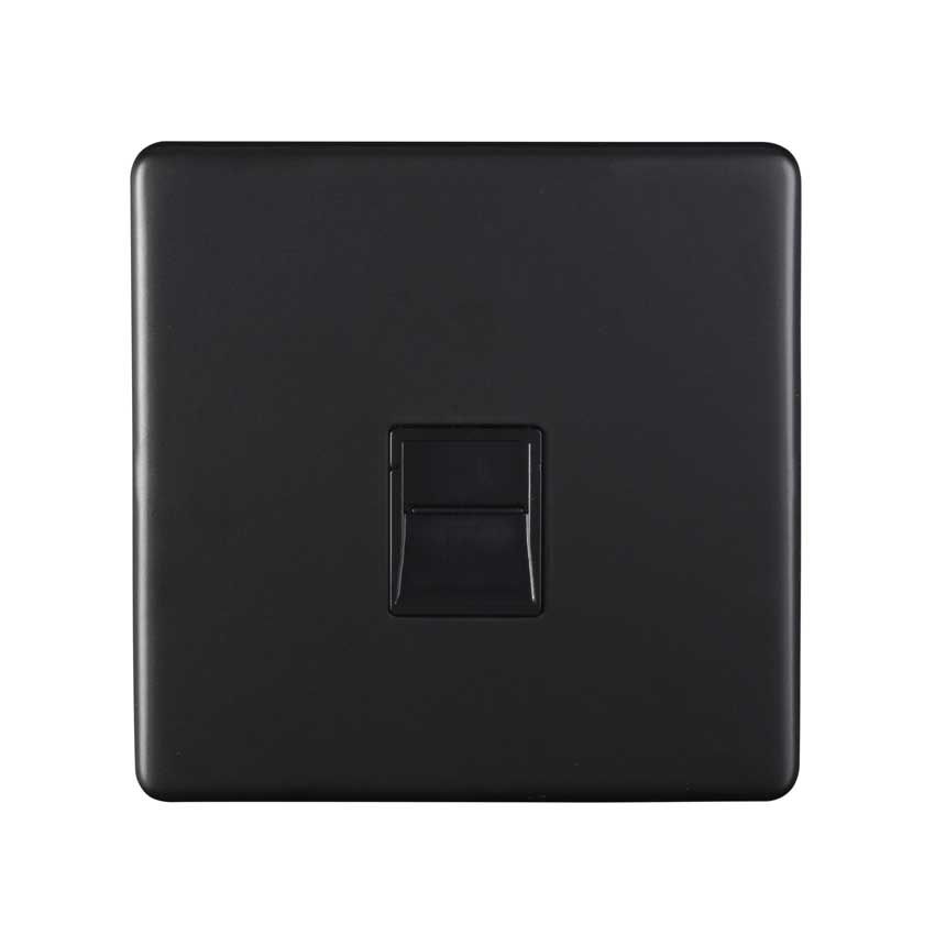 Picture of 1 Gang Slave Telephone Socket In Matt Black - ECMB1SLB