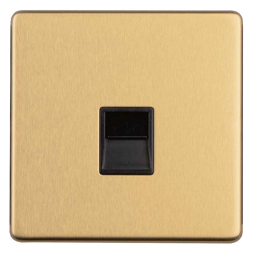 Picture of 1 Gang Telephone Master Socket In Satin Brass Plate  - ECSB1MB
