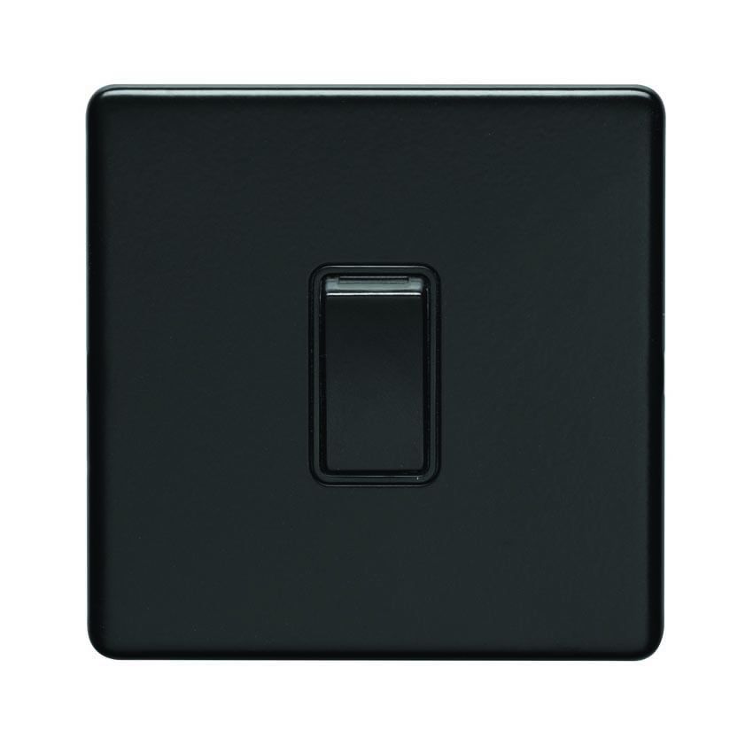 Picture of 1 Gang Intermediate Switch Flat Plate With Concealed Fixing In Matt Black - ECMBINTB