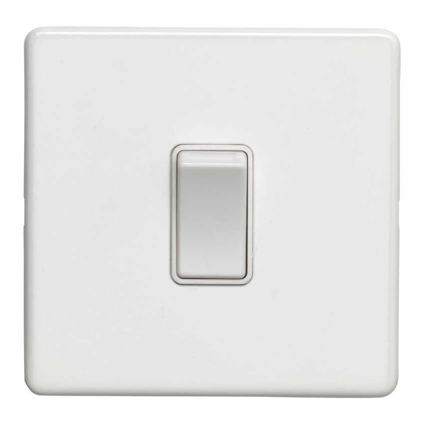 Picture of 1 Gang Intermediate Switch Flat Plate With Concealed Fixing In Matt White - ECWINTW