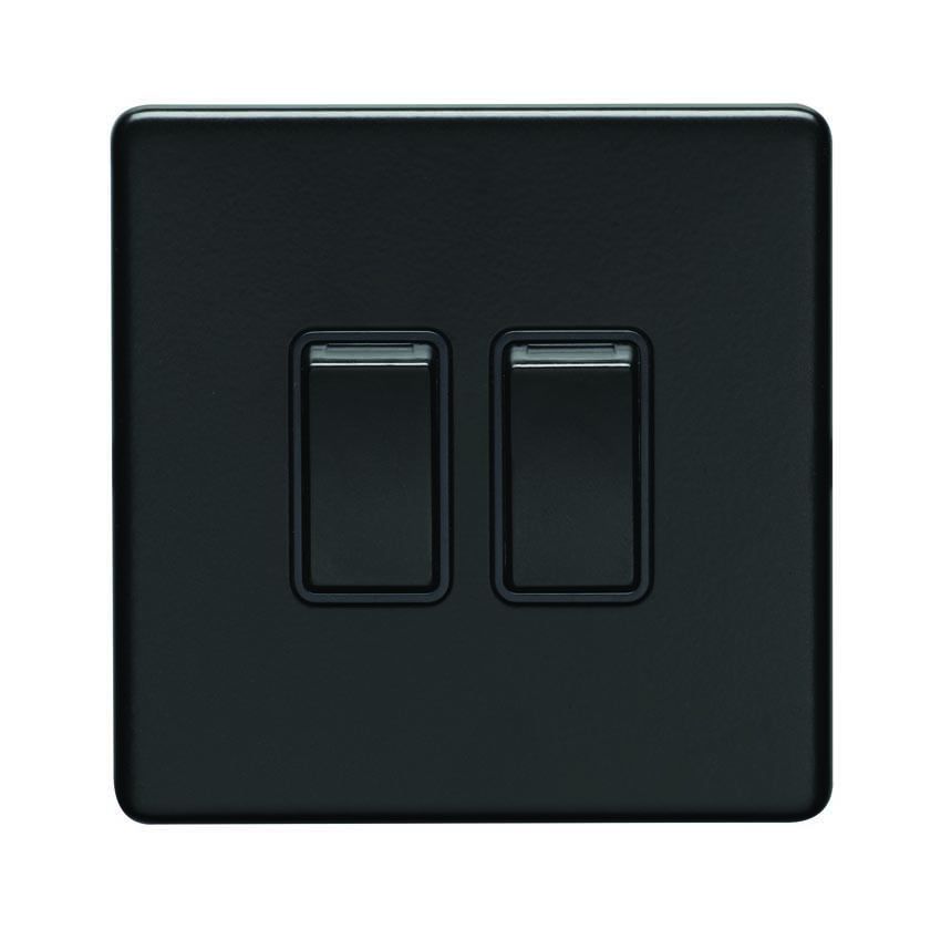 Picture of 2 Gang Switch In Matt Black - ECMB2SWB