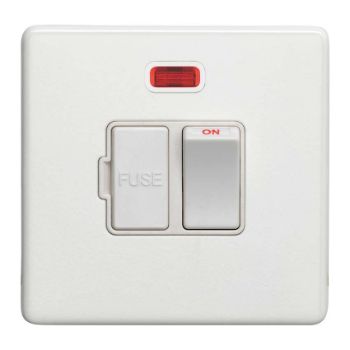 13Amp Switched Fuse Spur With Neon In Matt White - ECWSWFNW Picture of 13Amp Switched Fuse Spur With Neon In Matt White - ECWSWFNW