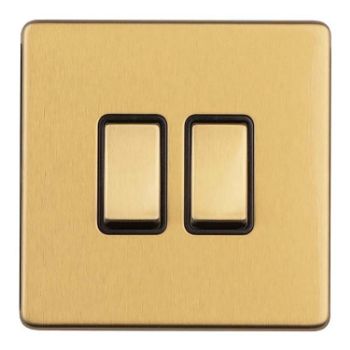 2 Gang Switch In Satin Brass Plate - ECSB2SWB Picture of 2 Gang Switch In Satin Brass Plate - ECSB2SWB