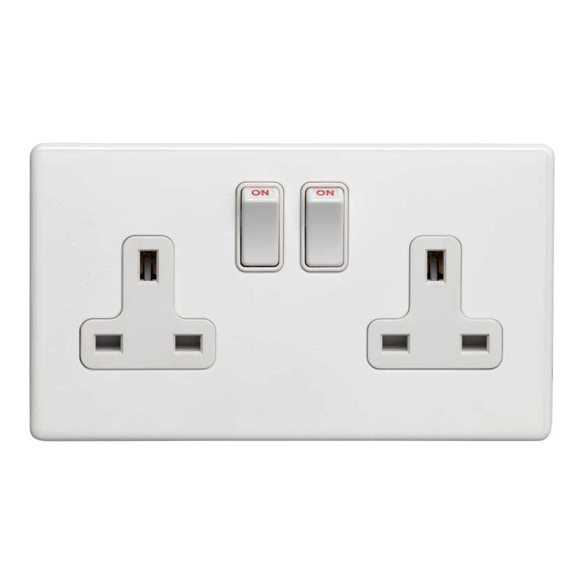 Picture of 2 Gang 13Amp Dp Switched Socket In Matt White- ECW2SOW