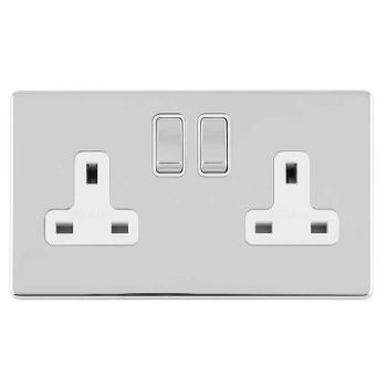 2 Gang 13Amp Dp Switched Socket In Polished Chrome - ECPC2SOW Picture of 2 Gang 13Amp Dp Switched Socket In Polished Chrome - ECPC2SOW