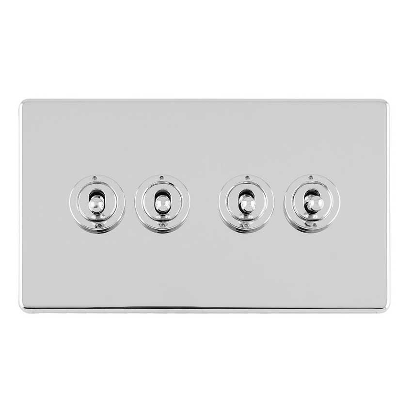 Picture of 4 Gang 10Amp 2Way Toggle Switch In Polished Chrome Plate - ECPCT4SW