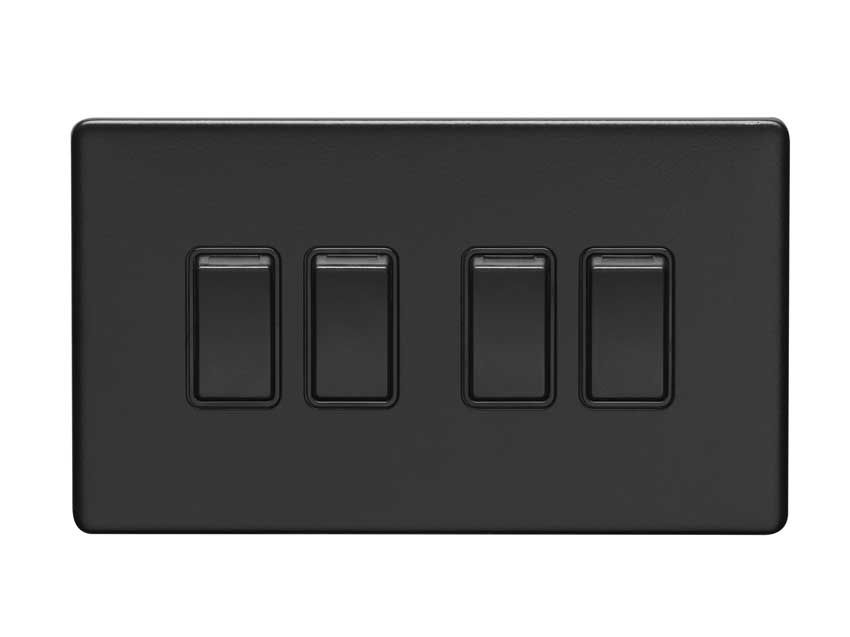 Picture of 4 Gang Switch In Matt Black - ECMB4SWB