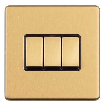 3 Gang 10Amp 2 Way Switch In Satin Brass - ECSB3SWB Picture of 3 Gang 10Amp 2 Way Switch In Satin Brass - ECSB3SWB